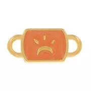 16x7mm Rectangle spacer moon pattern & epoxy resin - Fine Gold plated - Salmon x1