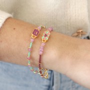 19x8mm Rectangular spacer heart pattern - Fine Gold plated - Green - Pink - Plum x