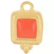 15.5x10mm Irregular square epoxy resin charm - Fine Gold Plated - Hyacinth x1
