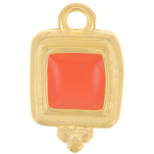 15.5x10mm Irregular square epoxy resin charm - Fine Gold Plated - Hyacinth x1