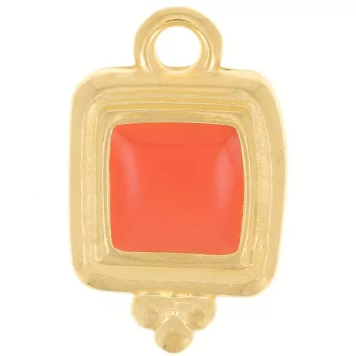15.5x10mm Irregular square epoxy resin charm - Fine Gold Plated - Hyacinth x1