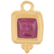 15.5x10mm Irregular square epoxy resin charm - Fine Gold Plated - Pearl Plum x1|raw }}