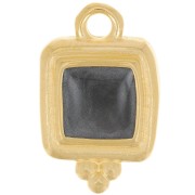 15.5x10mm Irregular square epoxy resin charm - Fine Gold Plated - Pearl Black x1|raw }}