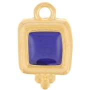 15.5x10mm Irregular square epoxy resin charm - Fine Gold Plated - Blue x1