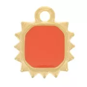 12x10mm Octagonal sun charm - epoxy resin - Fine Gold plated - Hyacinth x1