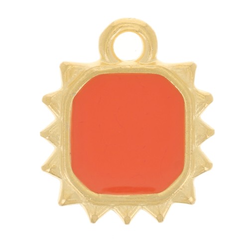 12x10mm Octagonal sun charm - epoxy resin - Fine Gold plated - Hyacinth x1