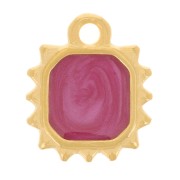 12x10mm Octagonal sun charm - epoxy resin - Fine Gold plated - pearl plum x1|raw }}