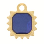 12x10mm Octagonal sun charm - vitrail epoxy resin - Fine Gold plated - Blue x1|raw }}