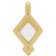 17x9mm Diamond charm - epoxy resin - Fine Gold plated - White x1