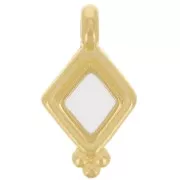 17x9mm Diamond charm - epoxy resin - Fine Gold plated - White x1