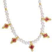 17x9mm Diamond charm - epoxy resin - Fine Gold plated - White x1