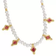 17x9mm Diamond charm - epoxy resin - Fine Gold plated - White x1