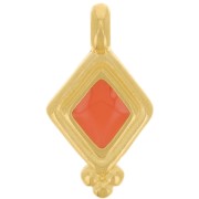 17x9mm Diamond charm - epoxy resin - Fine Gold plated - Hyacinth x1