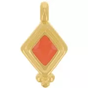 17x9mm Diamond charm - epoxy resin - Fine Gold plated - Hyacinth x1