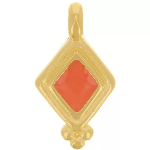 17x9mm Diamond charm - epoxy resin - Fine Gold plated - Hyacinth x1
