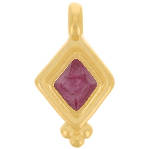 17x9mm Diamond charm - epoxy resin - Fine Gold plated - Pearl Plum x1
