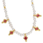 17x9mm Diamond charm - epoxy resin - Fine Gold plated - Pearl Plum x1