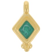 17x9mm Diamond charm - epoxy resin - Fine Gold plated - Pearl Green x1