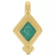 17x9mm Diamond charm - epoxy resin - Fine Gold plated - Pearl Green x1