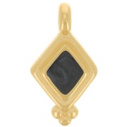 17x9mm Diamond charm - epoxy resin - Fine Gold plated - Pearl Black x1|raw }}