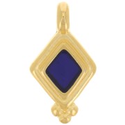 17x9mm Diamond charm - epoxy resin - Fine Gold plated - Blue x1|raw }}