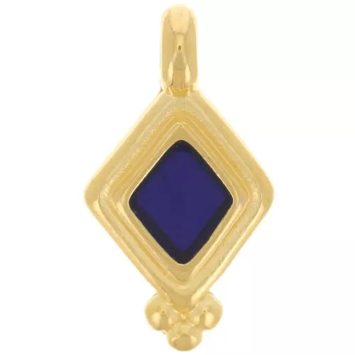 17x9mm Diamond charm - epoxy resin - Fine Gold plated - Blue x1