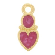 13x6mm Heart and circle charm - epoxy resin - Fine Gold plated - Pearl Plum x1|raw }}