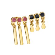 18x3mm bar Charms - Fine Gold plated x4