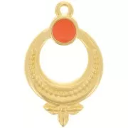 15mm Textured ethnic pendant with vitrail epoxy resin - Gold Plated - Hyacinth x1