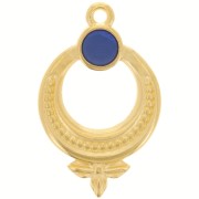 15mm Textured ethnic pendant with vitrail epoxy resin - Fine Gold Plated - Blue x1|raw }}