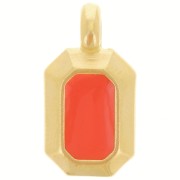 18x10mm rectangle Pendant with vitrail epoxy resin - Fine Gold plated -Hyacinth x1|raw }}