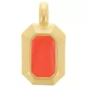 18x10mm rectangle Pendant with vitrail epoxy resin - Fine Gold plated -Hyacinth x1