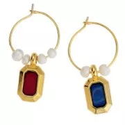 18x10mm rectangle Pendant with vitrail epoxy resin - Fine Gold plated -Hyacinth x1