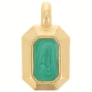 18x10mm rectangle Pendant with vitrail epoxy resin - Fine Gold plated - Green x1