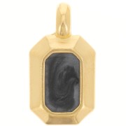 18x10mm rectangle Pendant with vitrail epoxy resin - Fine Gold plated - Black x1