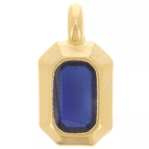 18x10mm rectangle Pendant with vitrail epoxy resin - Fine Gold plated - Blue x1