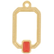 22x12mm Rectangle pendant with epoxy resin - Fine Gold plated - Hyacinth x1|raw }}