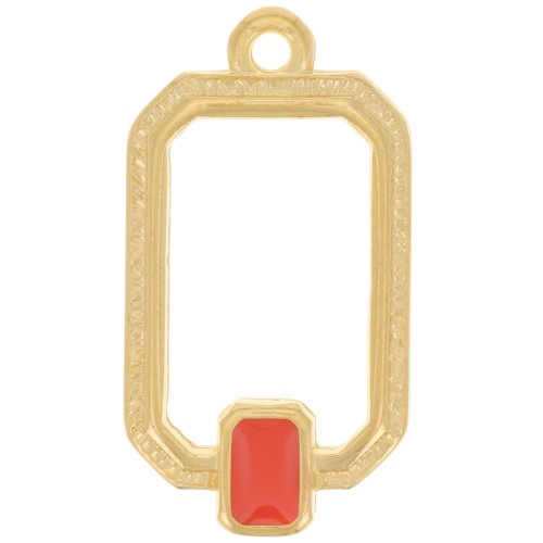 22x12mm Rectangle pendant with epoxy resin - Fine Gold plated - Hyacinth x1