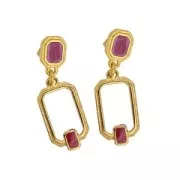 22x12mm Rectangle pendant with epoxy resin - Fine Gold plated - Hyacinth x1