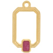 22x12mm Rectangle pendant with vitrail epoxy resin - Fine Gold plated - Plum x1