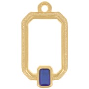 22x12mm Rectangle pendant with vitrail epoxy resin - Fine Gold plated - Blue x1|raw }}