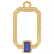 22x12mm Rectangle pendant with vitrail epoxy resin - Fine Gold plated - Blue x1