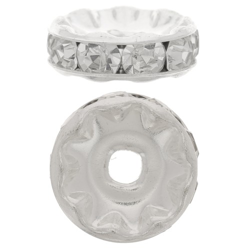 Rhinestones Rondelle 10mm Silver tone/Crystal  x1