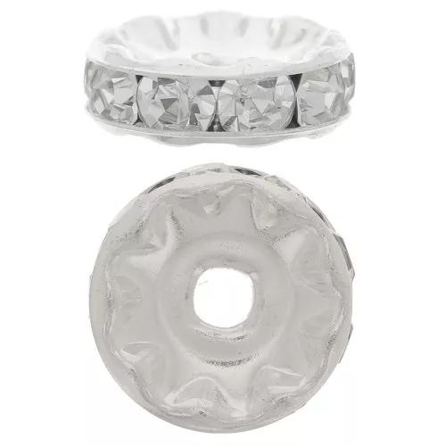 Rhinestones Rondelle 10mm Silver tone/Crystal  x1