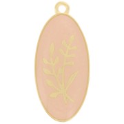 27x13mm Oval pendant flower pattern - epoxy resin - Fine Gold plated - Nude x1|raw }}