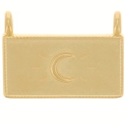 16x21.5mm Rectangle pendant - moon pattern - Fine Gold Plated x1