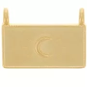 16x21.5mm Rectangle pendant - moon pattern - Fine Gold Plated x1