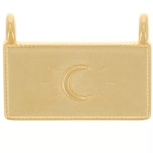 16x21.5mm Rectangle pendant - moon pattern - Fine Gold Plated x1