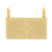 13.5x17mm Rectangle pendant - star pattern - Fine Gold Plated x1