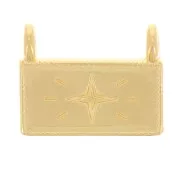 13.5x17mm Rectangle pendant - star pattern - Fine Gold Plated x1